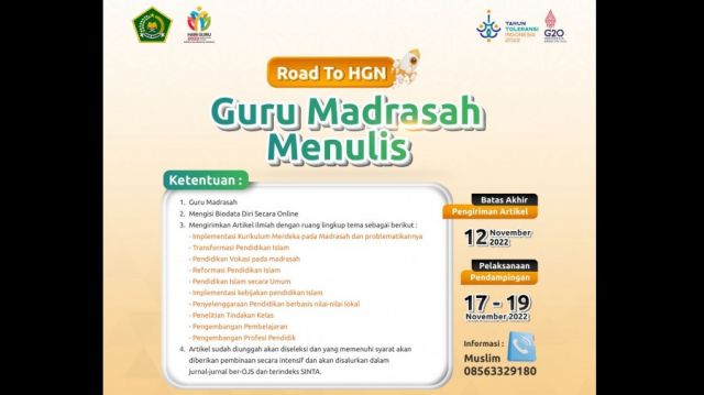 Semarak HGN, Kemenag Gelar Program Guru Menulis dan Training Moderasi