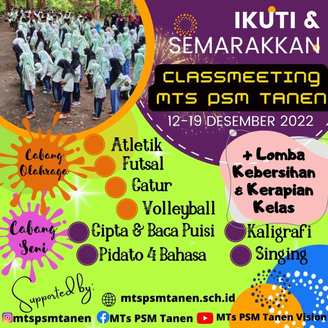 Classmeeting Olahraga dan Seni MTs PSM Tanen 2022